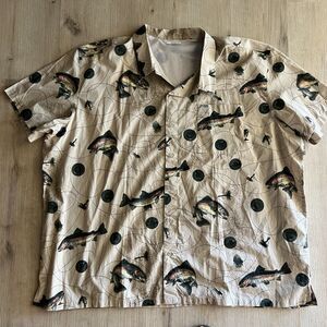 Columbia 5XL Fishing Vented Shirt Button Front Short Sleeve Rainbow Trout Flys